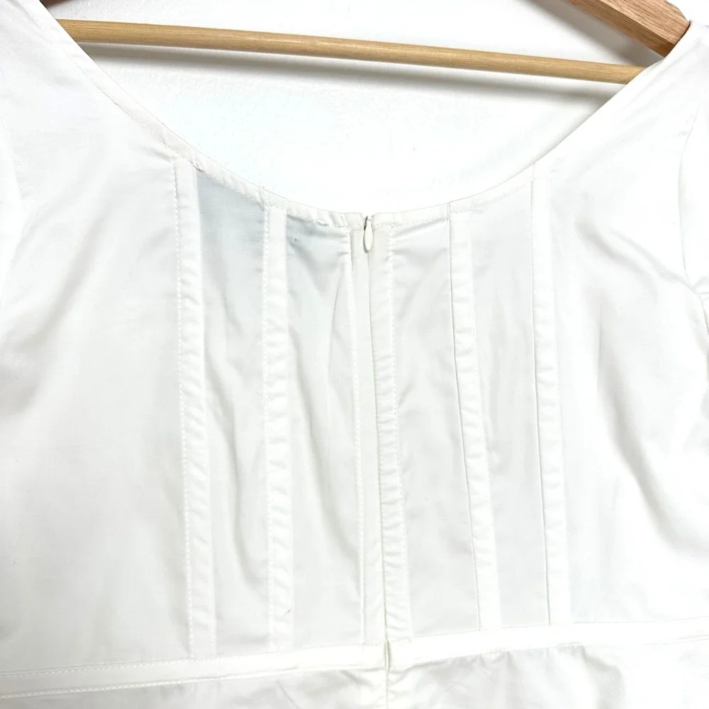 Tuckernuck Nealy Blouse White Cotton Corset Bodice Puff Sleeve Peplum Top Size M